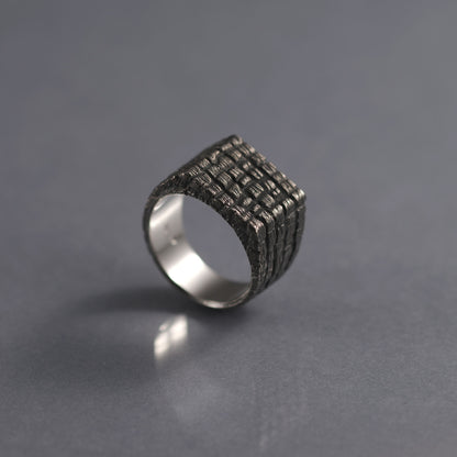 FORGED Yakisugi ezüst pecsétgyűrű